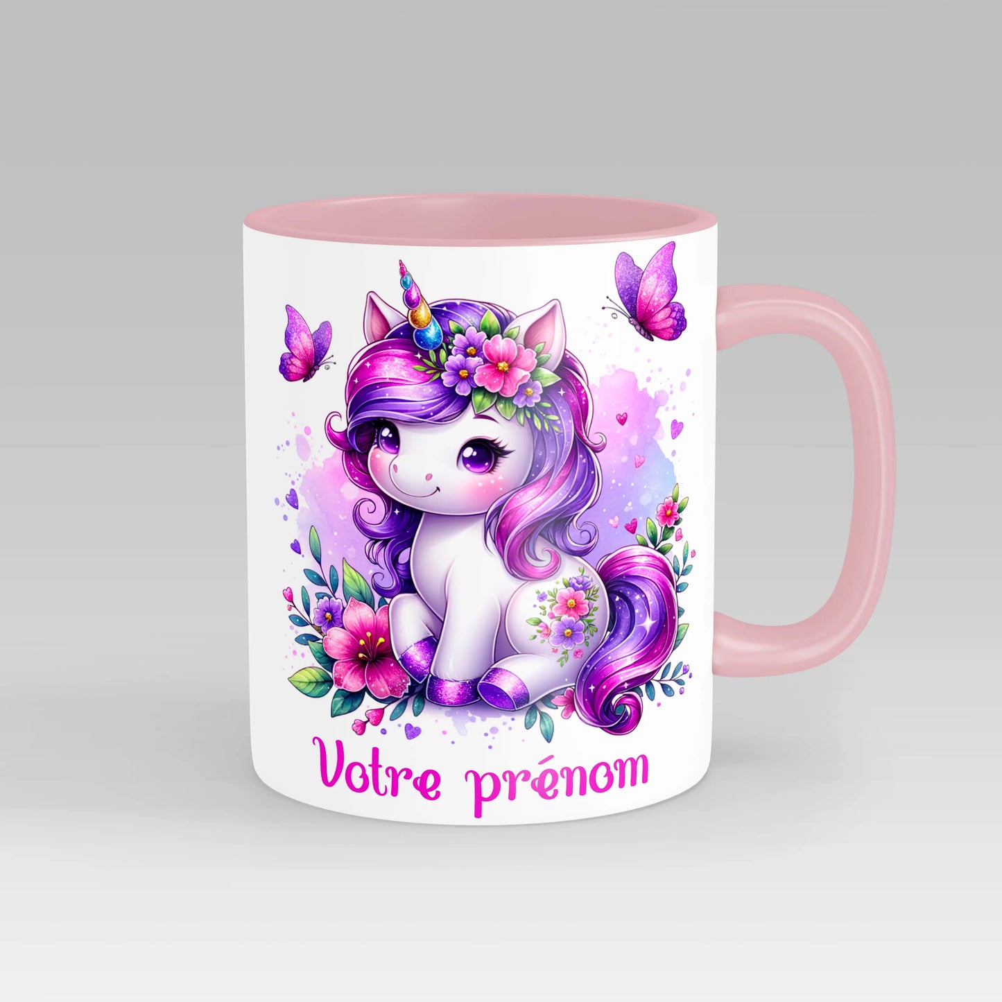 Mug Licorne purple personnalisable