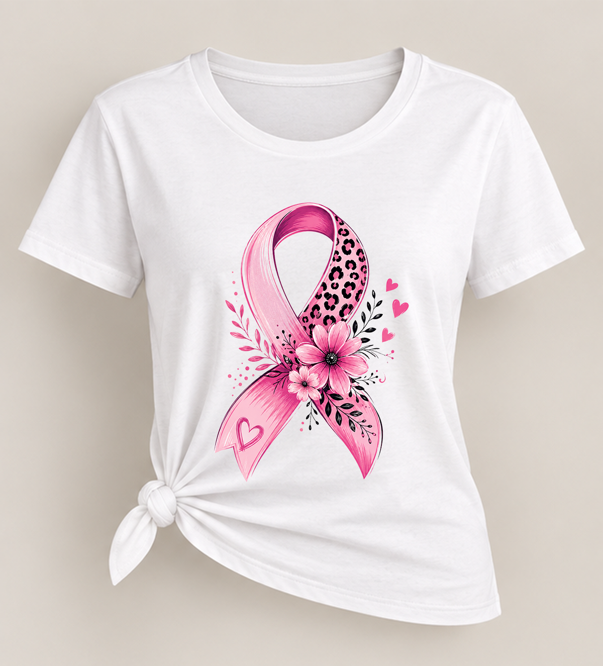 T-shirt Octobre Rose ruban et léopard