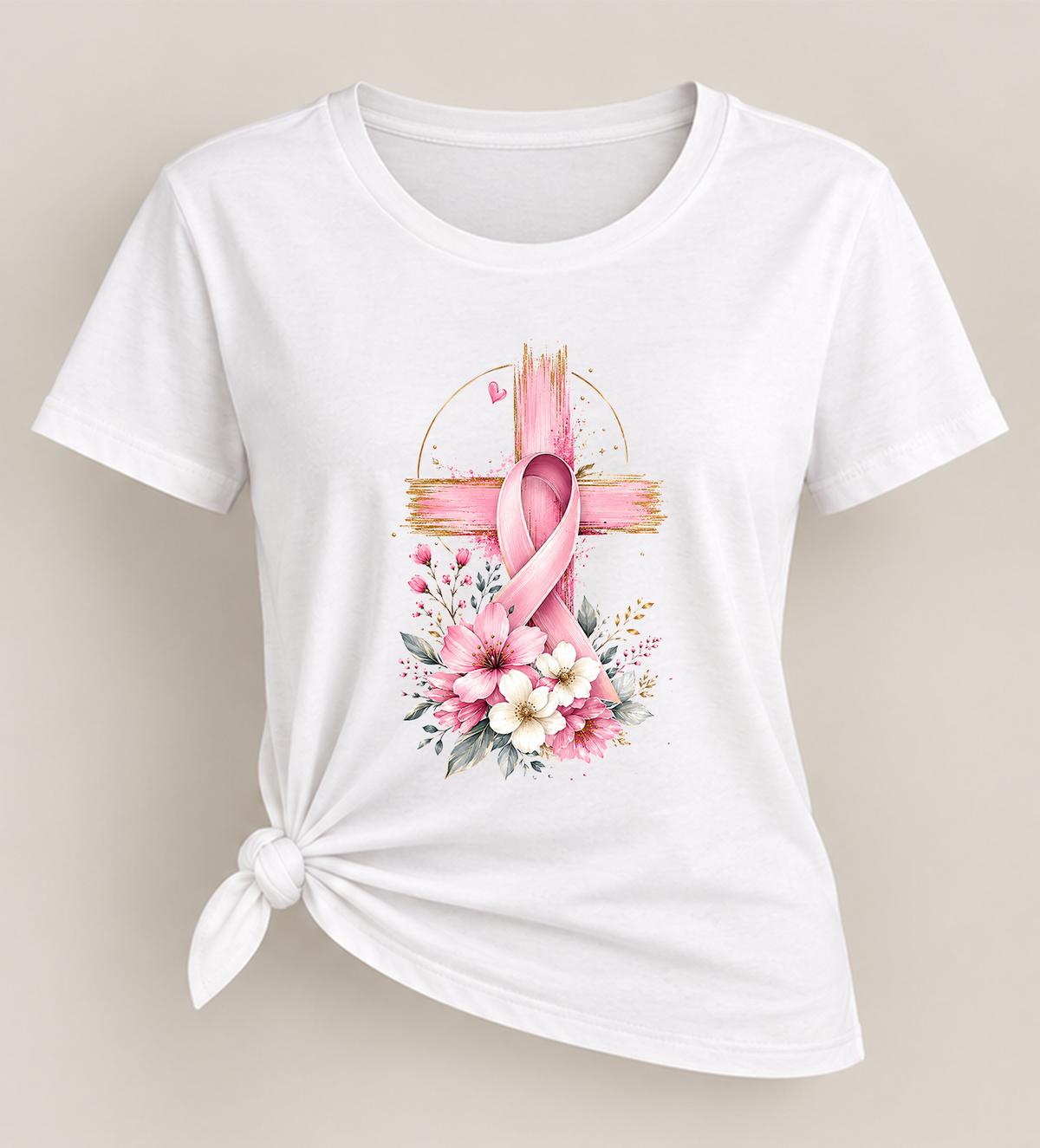 T-shirt Octobre Rose ruban - croix