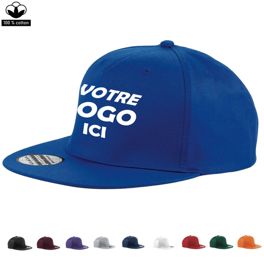 Casquette visière plate personnalisable 100% coton