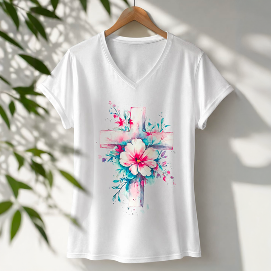 T-shirt Croix Fleurie Femme
