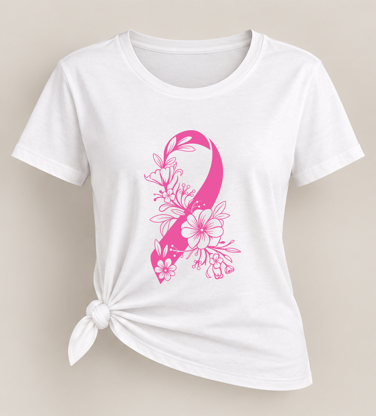 T-shirt Octobre Rose ruban et fleurs